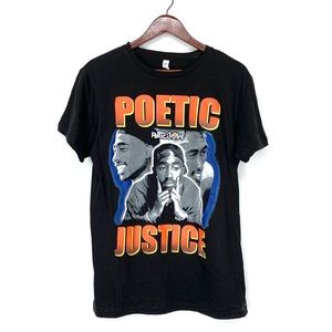 Poetic Justice Graphic Tupac Shakur Short Sleeve Crewneck Tee Size Medium New